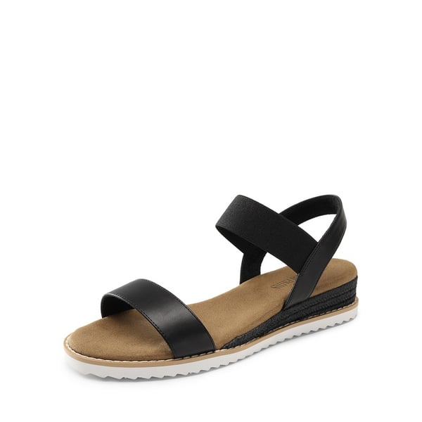 Ankle Elastic Strap Espadrille Flat Sandals - BLACK -  0